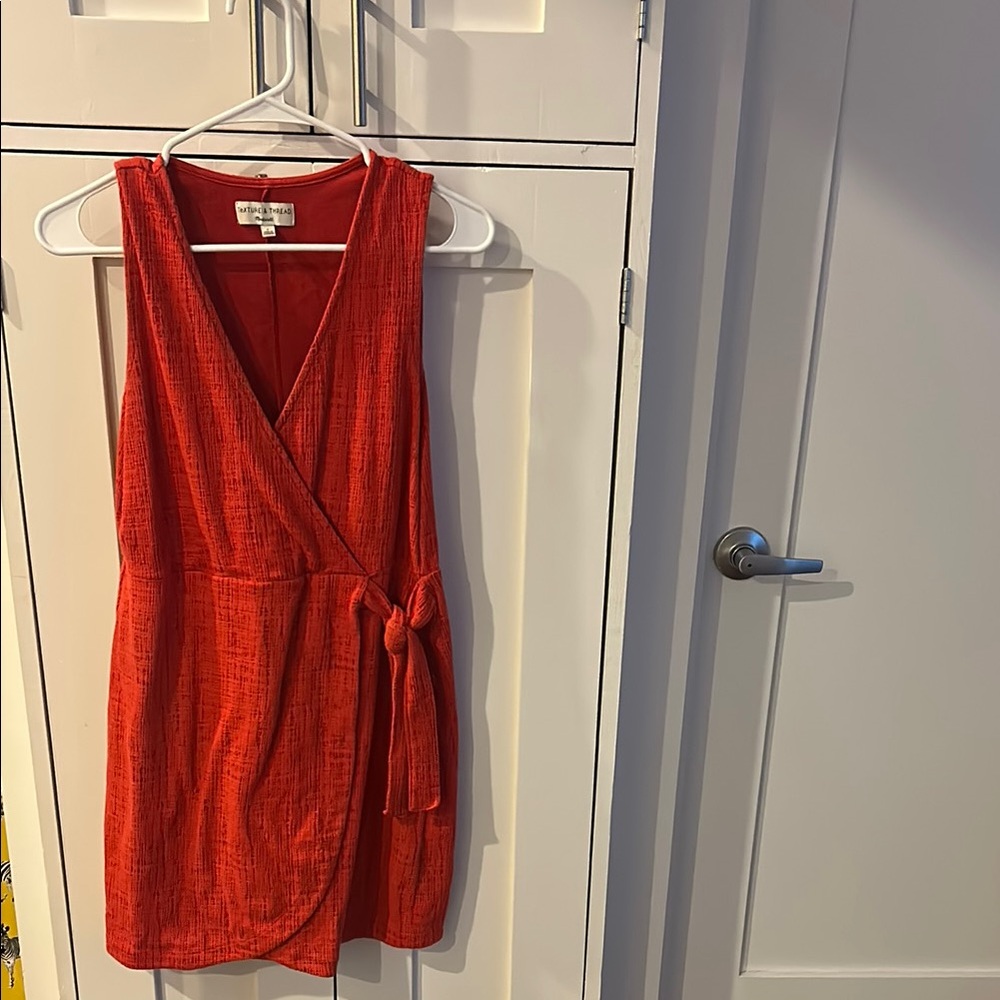 Red Sleeveless Wrap Dress